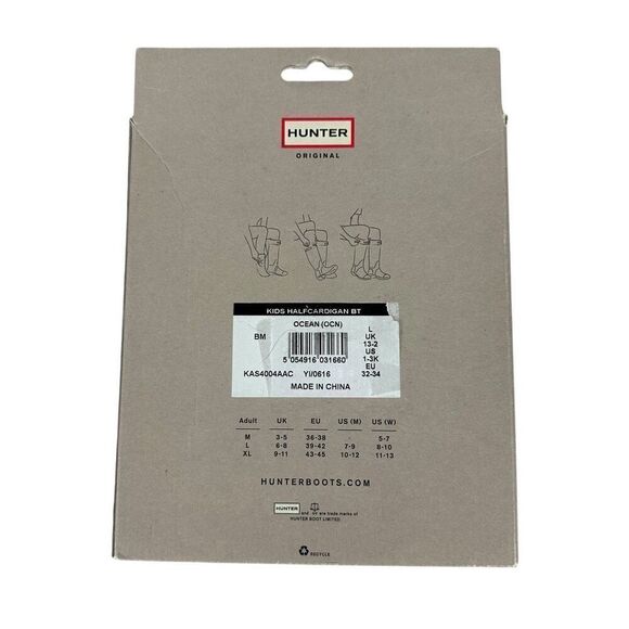 Hunter Kids Half Cardigan Boot Socks size Large Ocean - Picture 2 of 6